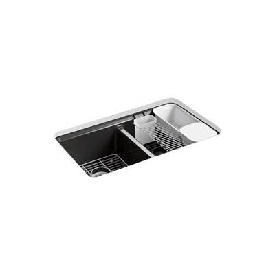 Kohler 8679-5UA3-7- Riverby® 33'' x 22'' x 9-5/8'' Undermount double-equal kitchen sink with accessories and 5 oversized faucet holes | FaucetExpress.ca