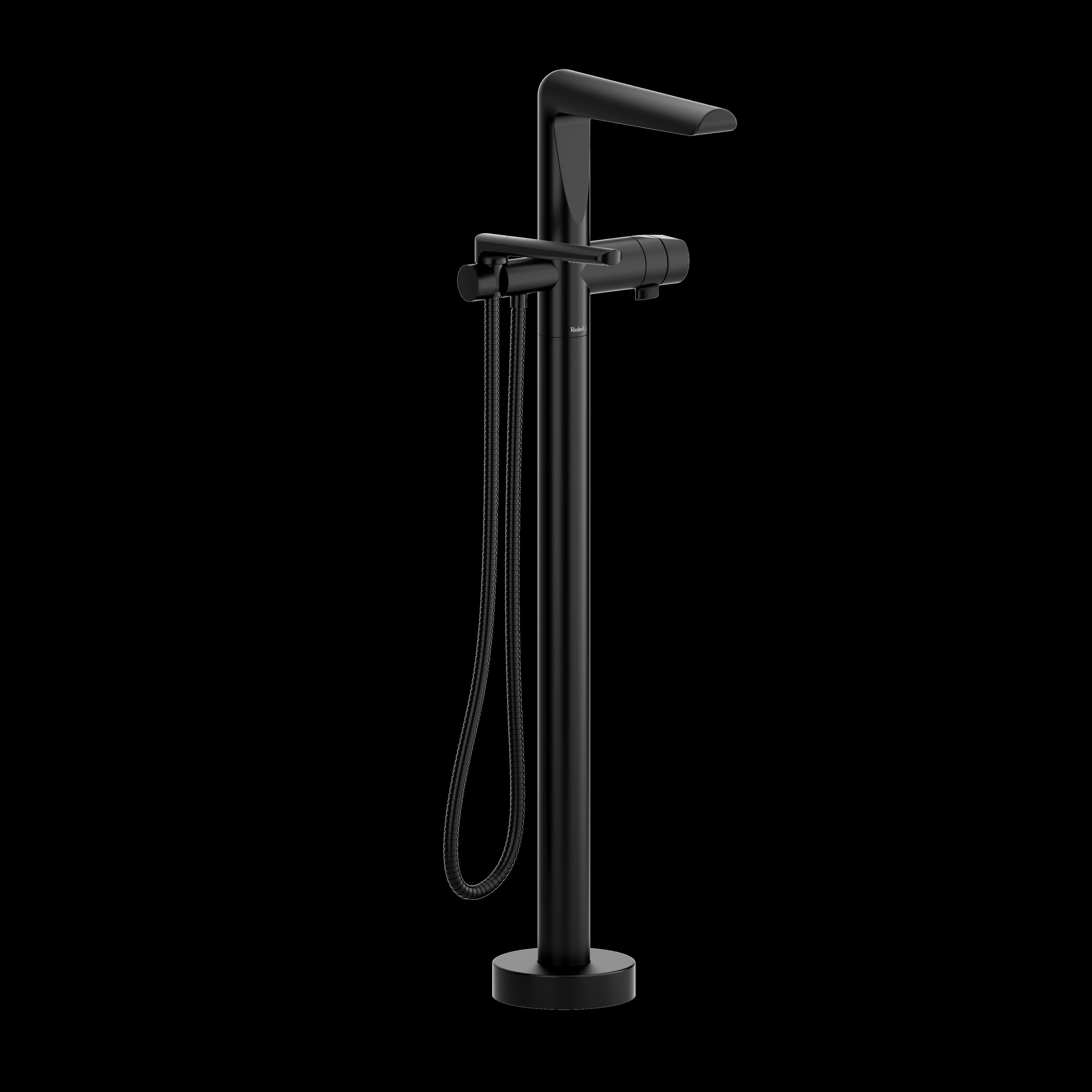 Riobel TPB39BK- 2-way Type T (thermostatic) coaxial floor-mount tub filler with hand shower trim