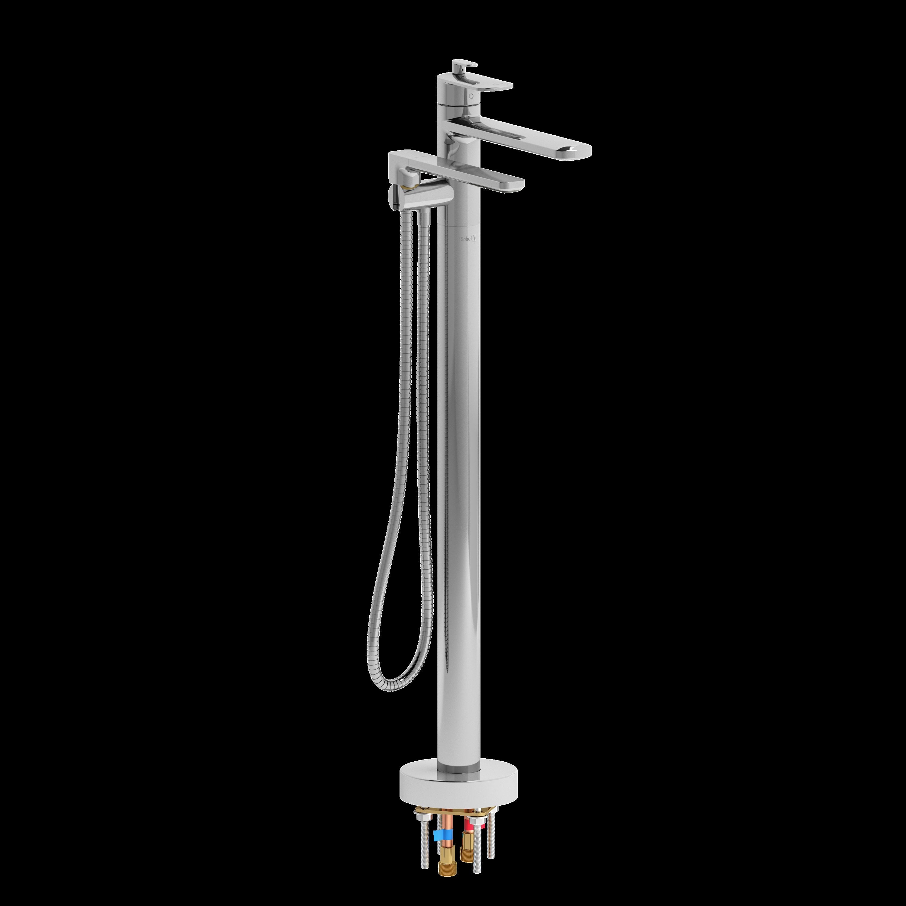 Riobel Pro EV39C- 2-way Type T (thermostatic) coaxial floor-mount tub filler with hand shower - FaucetExpress.ca