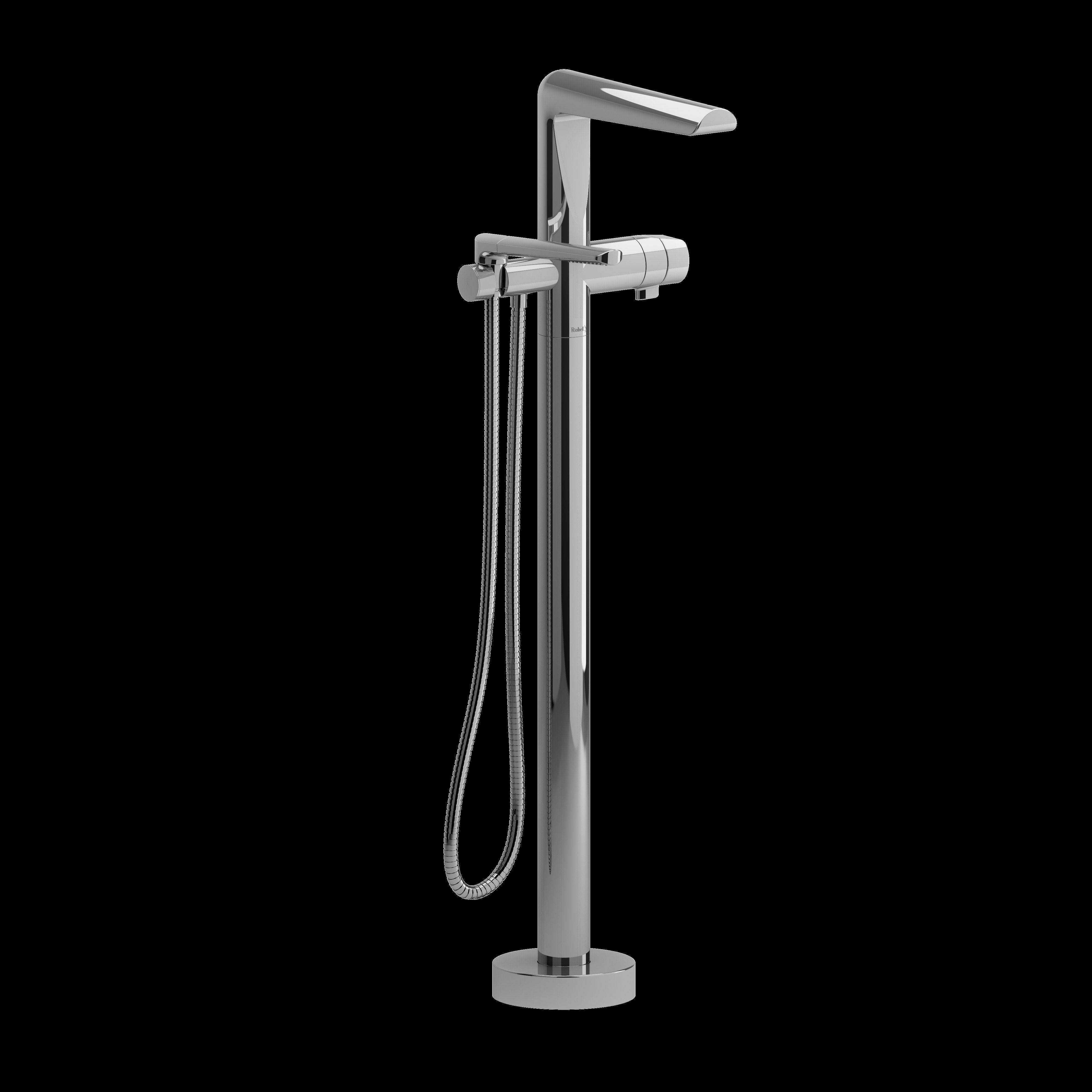 Riobel TPB39C- 2-way Type T (thermostatic) coaxial floor-mount tub filler with hand shower trim