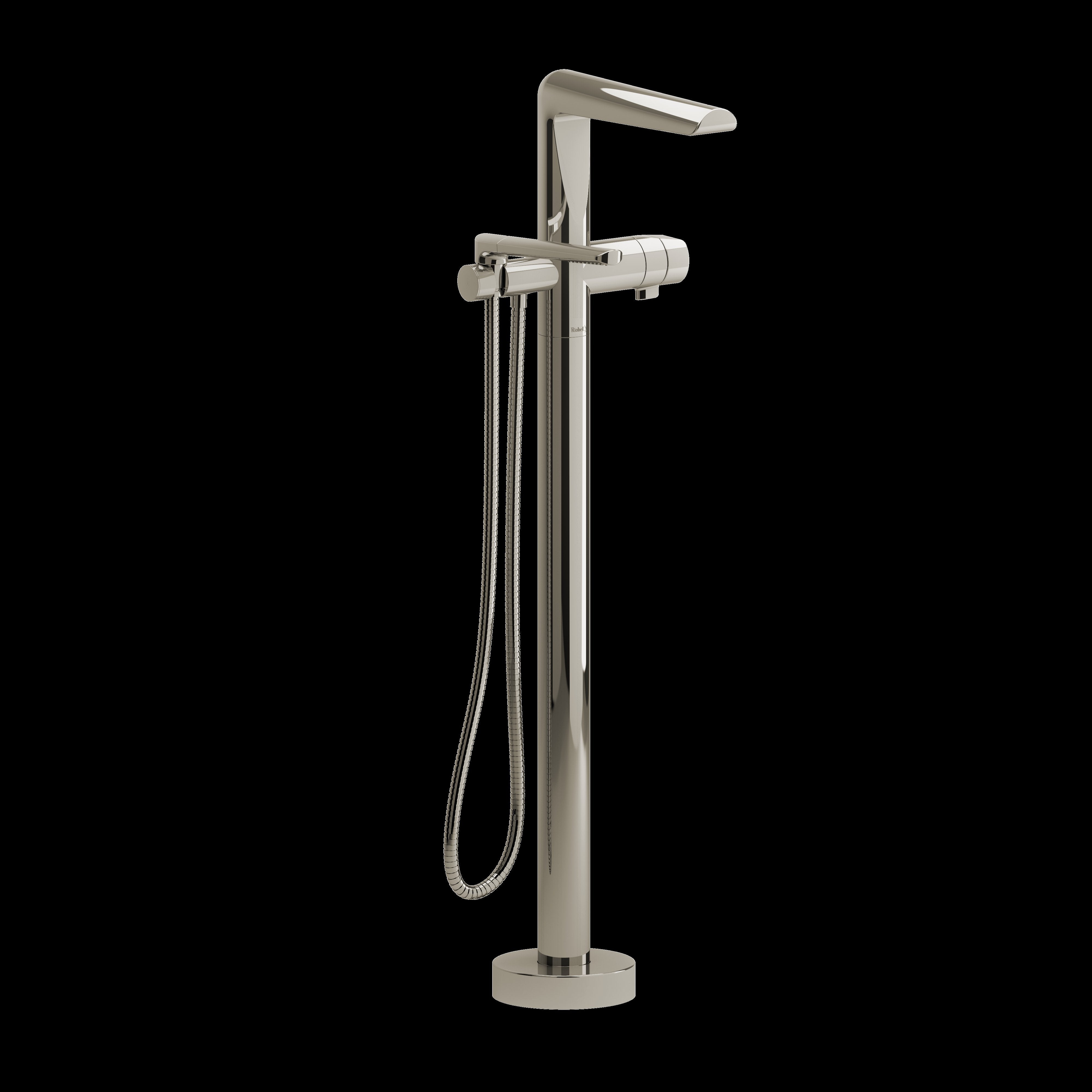 Riobel TPB39PN- 2-way Type T (thermostatic) coaxial floor-mount tub filler with hand shower trim