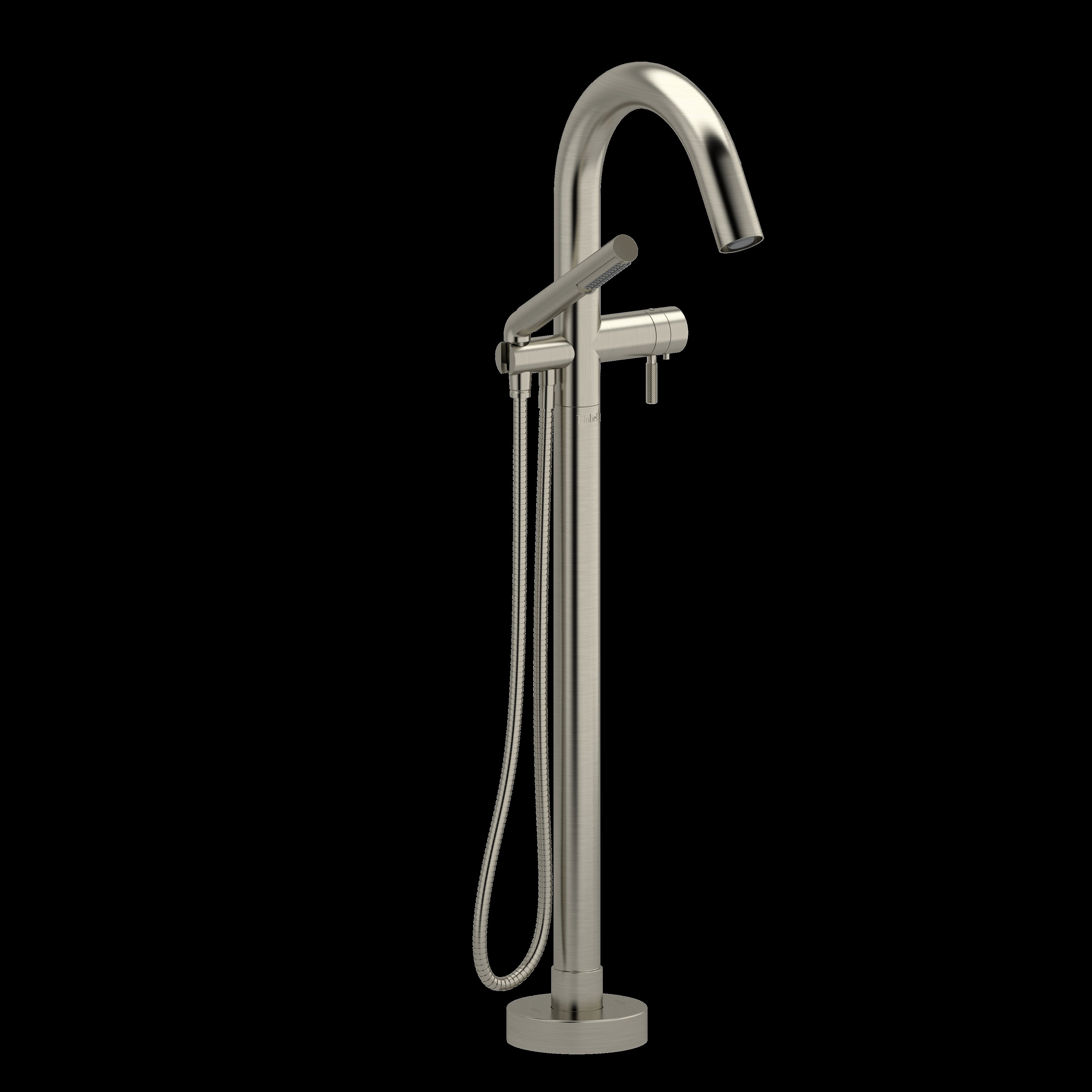 Riobel TRU39KNBN- 2-way Type T (thermostatic) coaxial floor-mount tub filler with hand shower trim