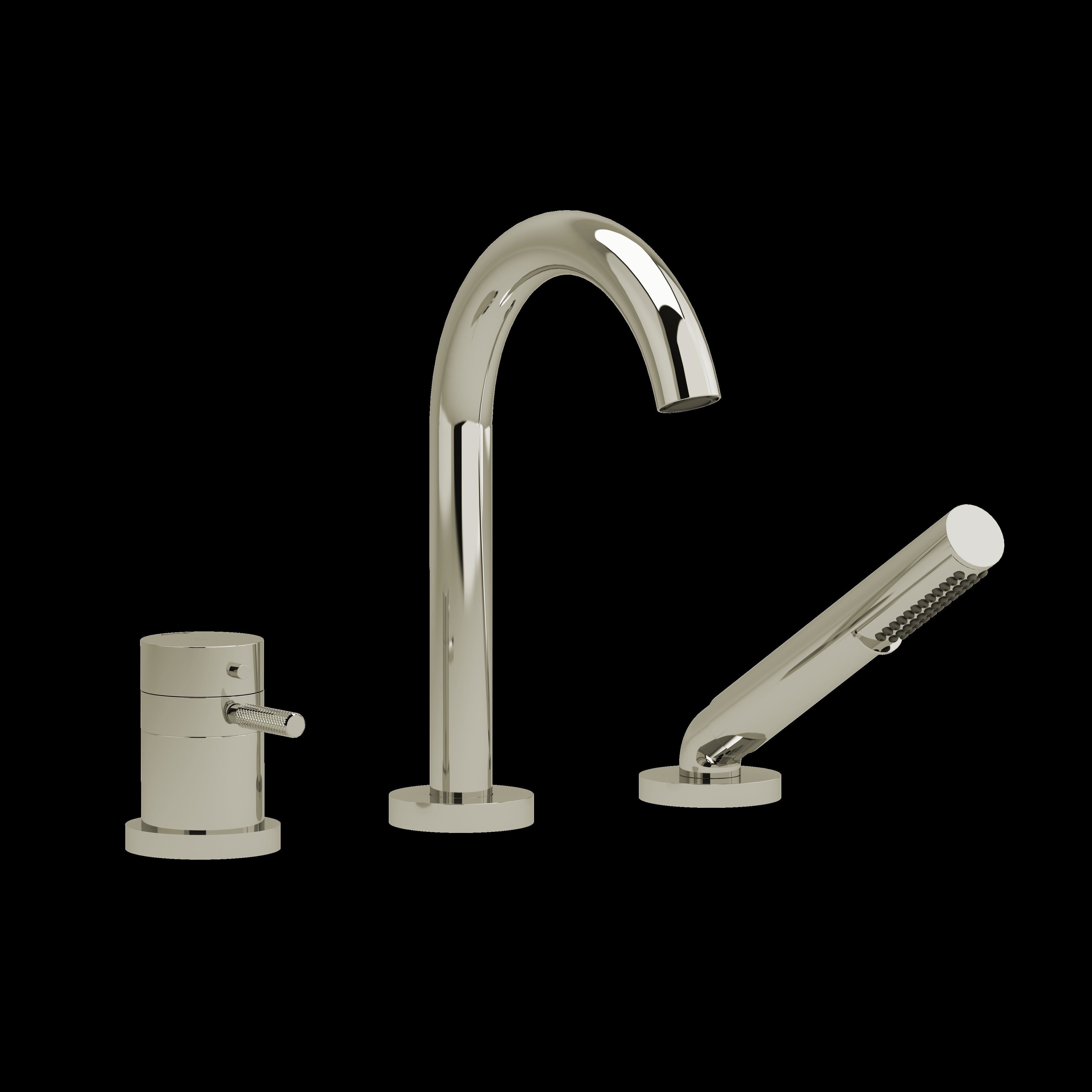 Riobel RU19KNPN- 2-way 3-piece Type T (thermostatic) coaxial deck-mount tub filler with hand shower