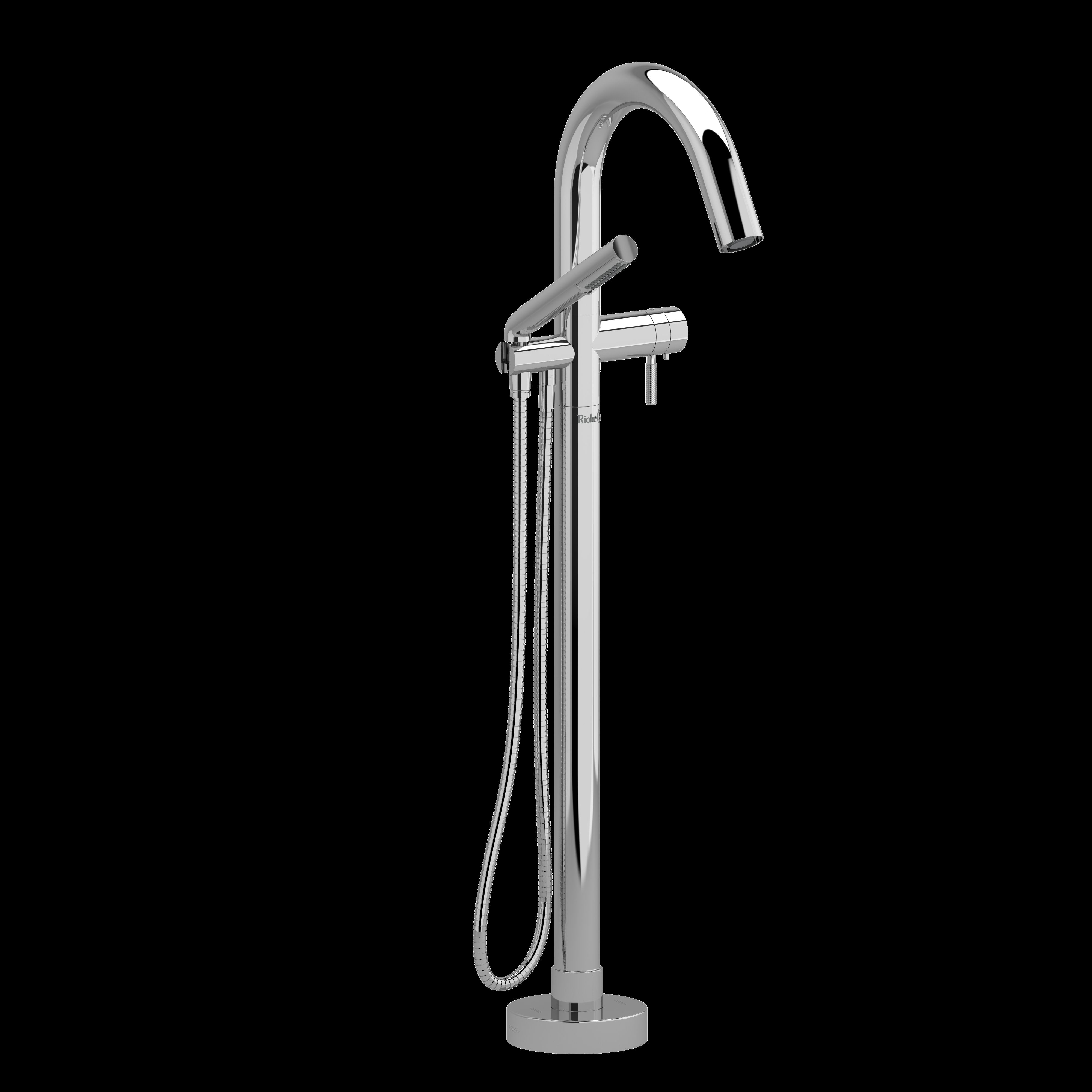 Riobel TRU39KNC- 2-way Type T (thermostatic) coaxial floor-mount tub filler with hand shower trim