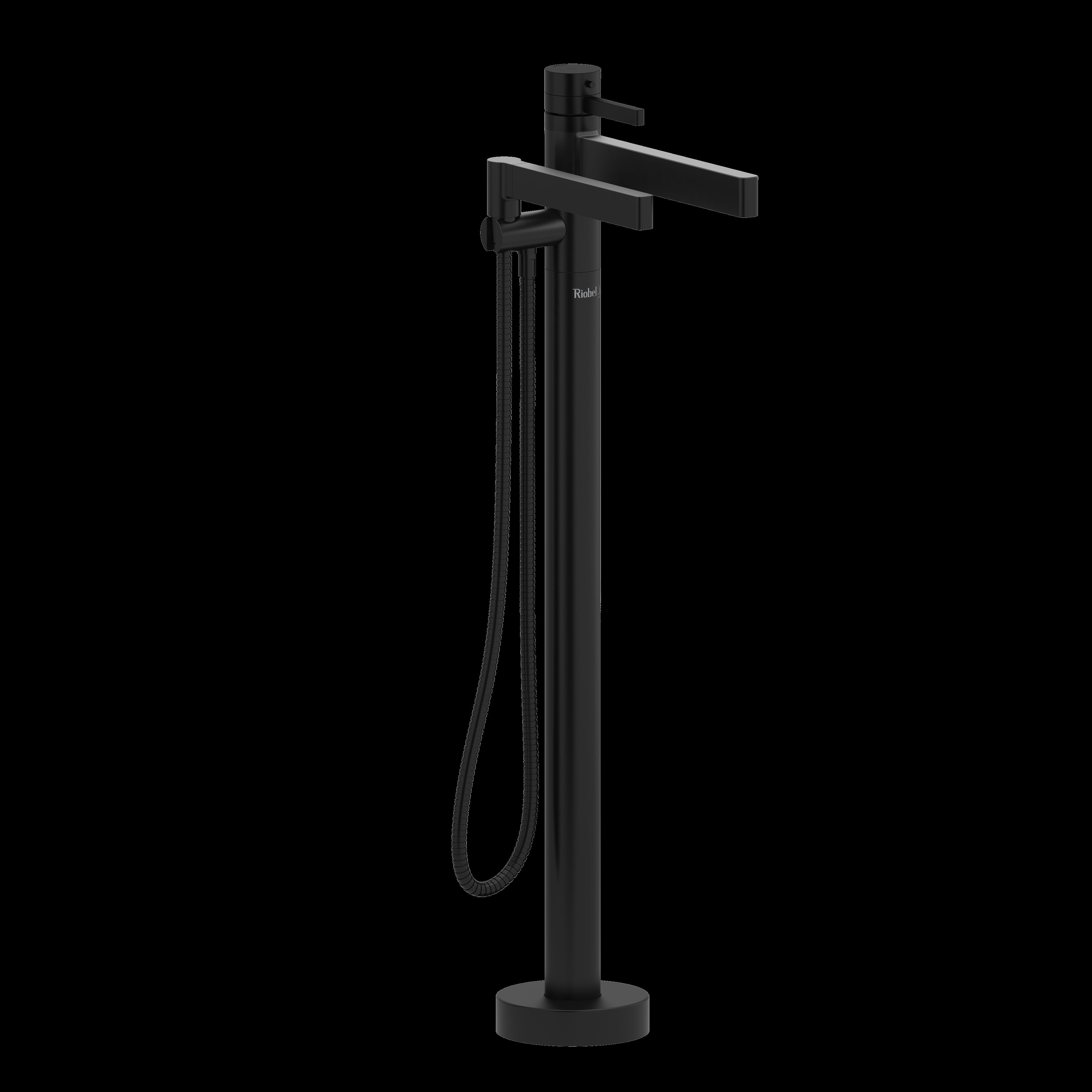 Riobel TPX39BK- 2-way Type T (thermostatic) coaxial floor-mount tub filler with hand shower trim