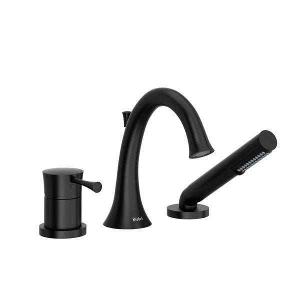 Riobel TED10BK- 3-piece deck-mount tub filler with hand shower trim