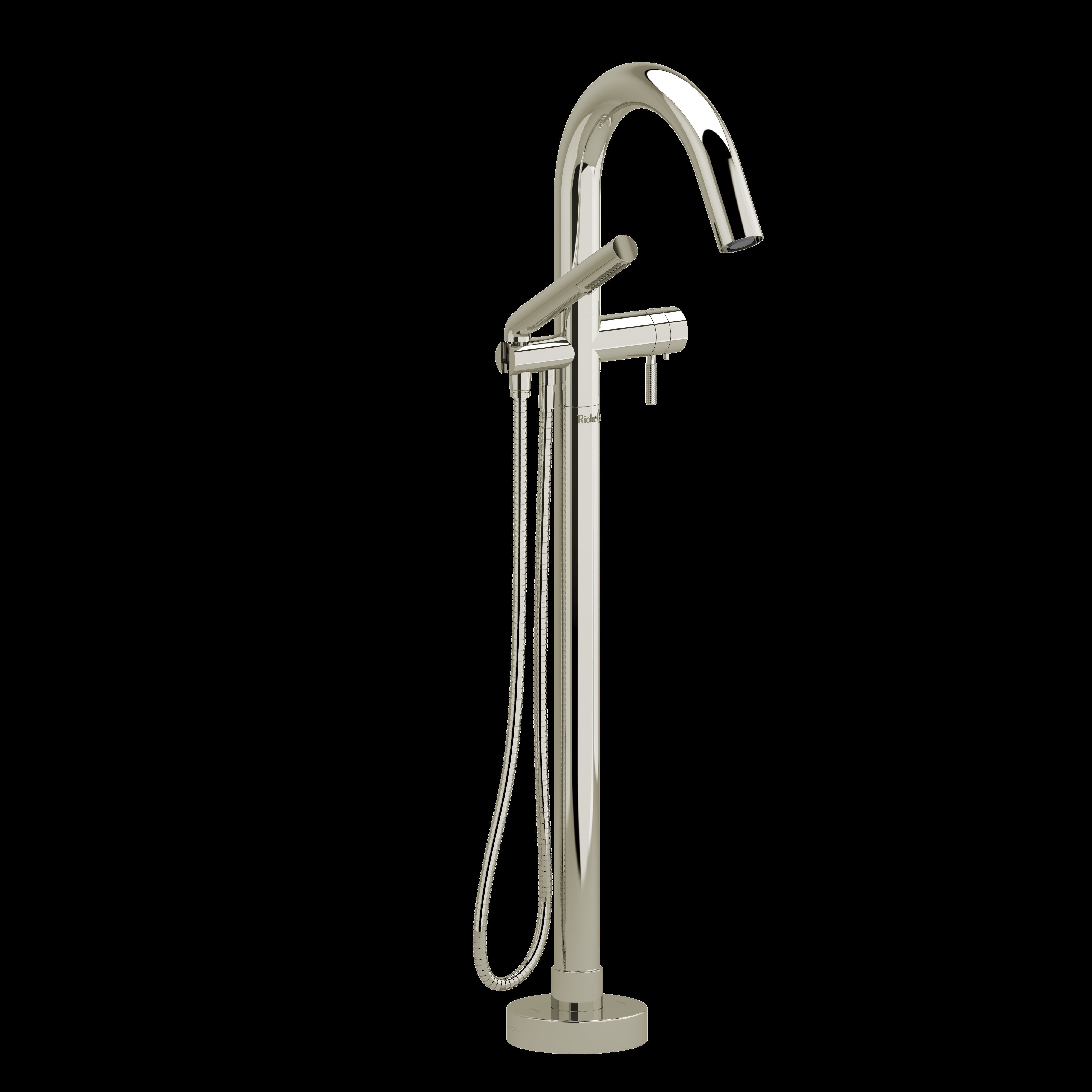 Riobel TRU39KNPN- 2-way Type T (thermostatic) coaxial floor-mount tub filler with hand shower trim