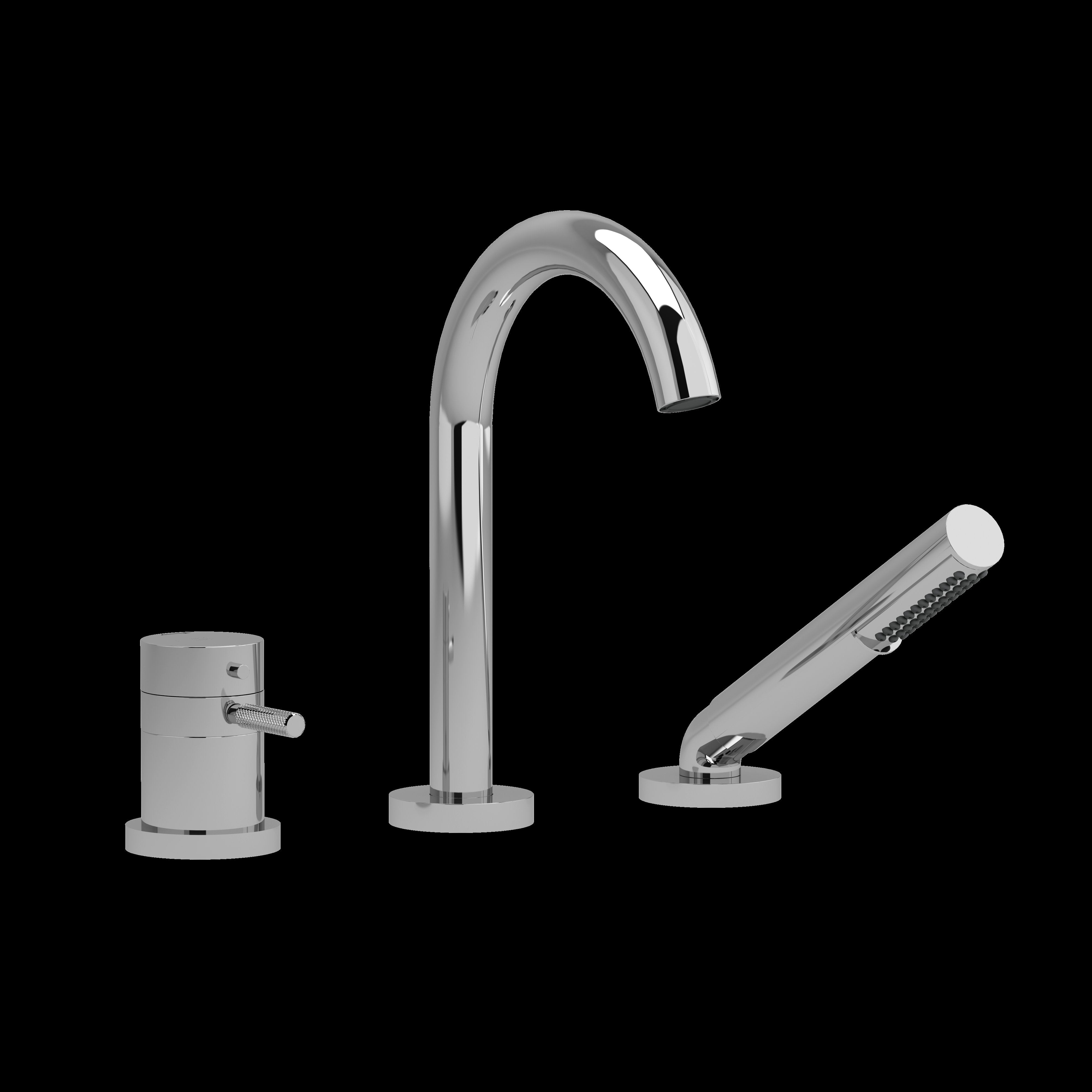 Riobel RU19KNC- 2-way 3-piece Type T (thermostatic) coaxial deck-mount tub filler with hand shower