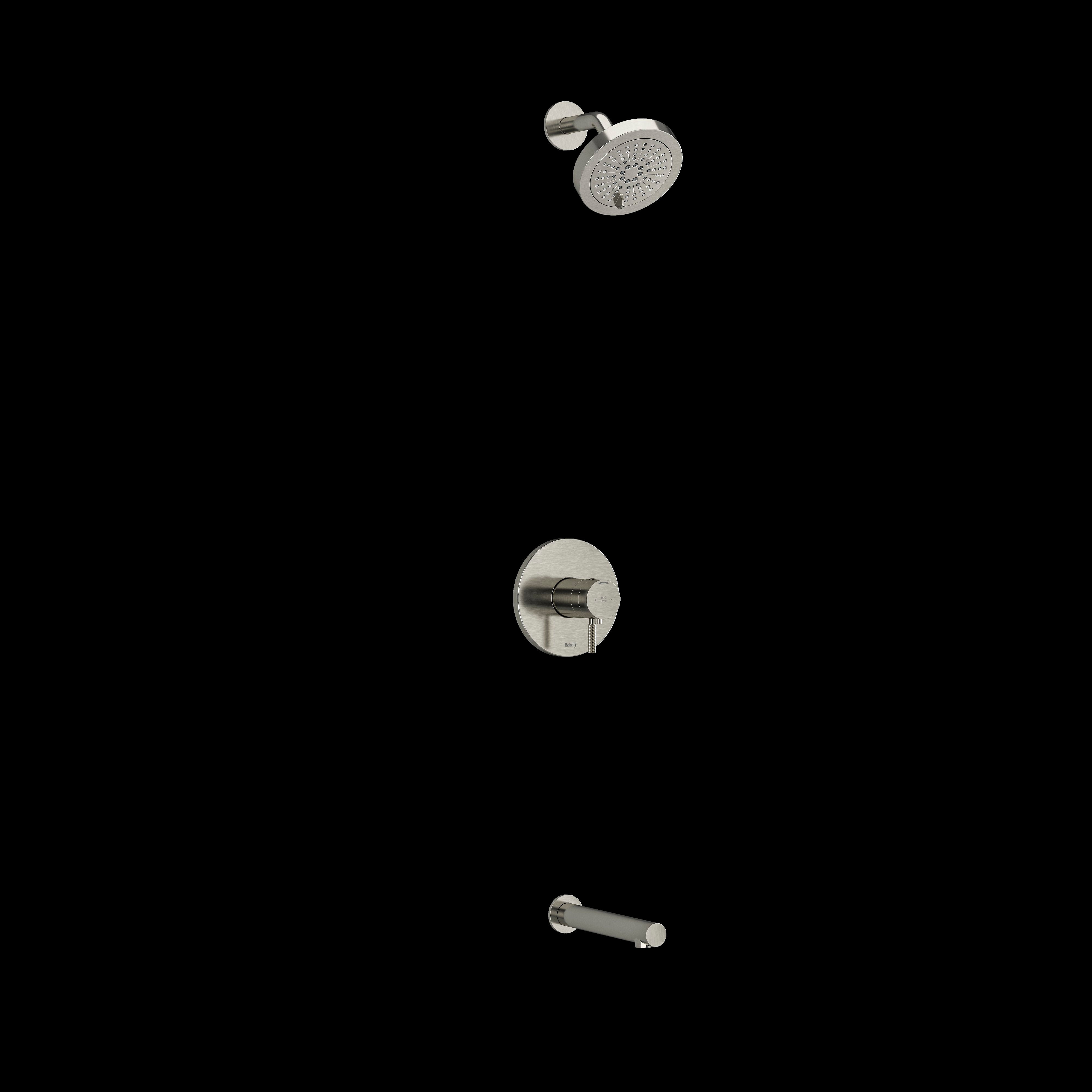 Riobel KIT4744RUTMKNBN- Type T/P (thermostatic/pressure balance) coaxial 2-way no share with shower head and tub spout