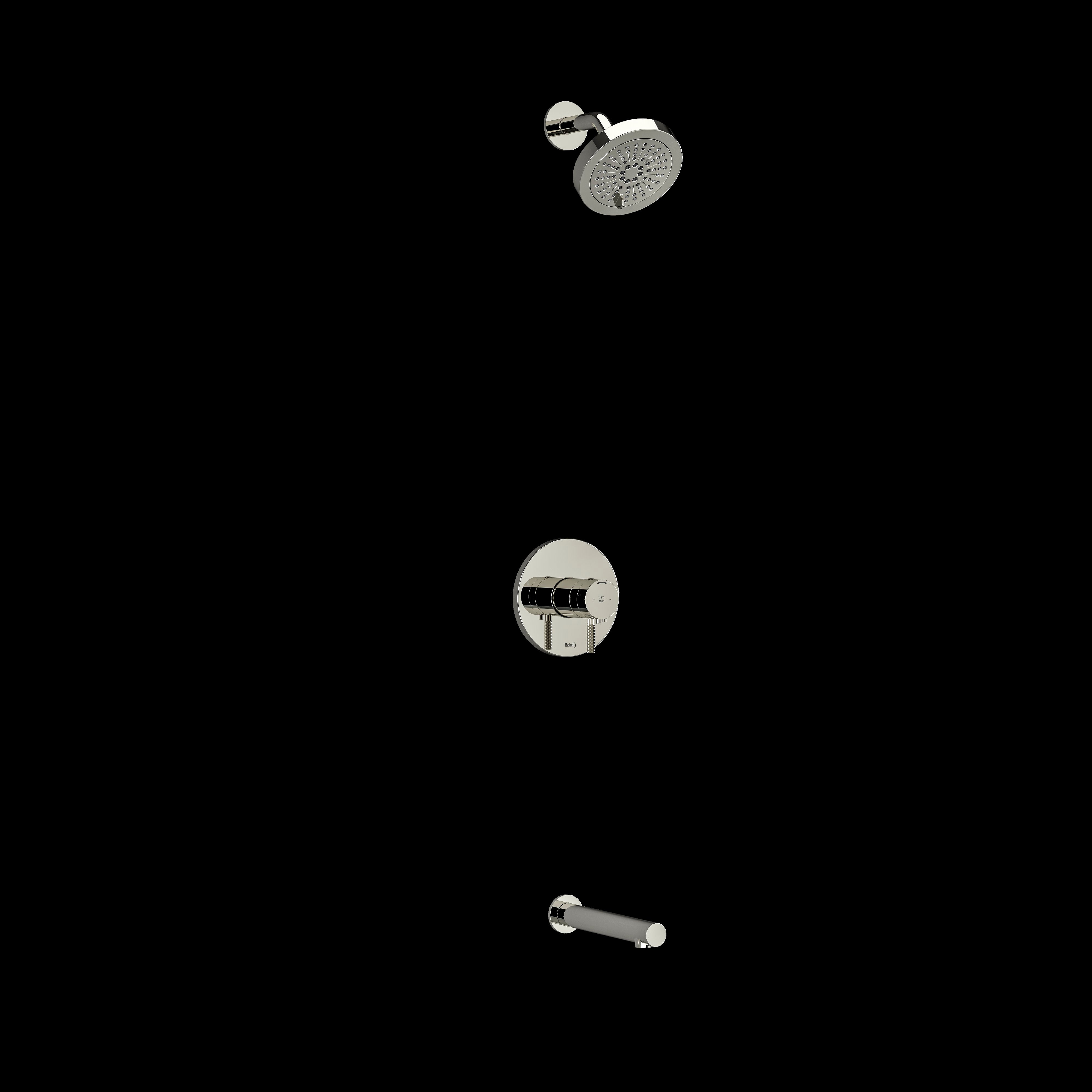 Riobel KIT4744RUTMKNPN- Type T/P (thermostatic/pressure balance) coaxial 2-way no share with shower head and tub spout