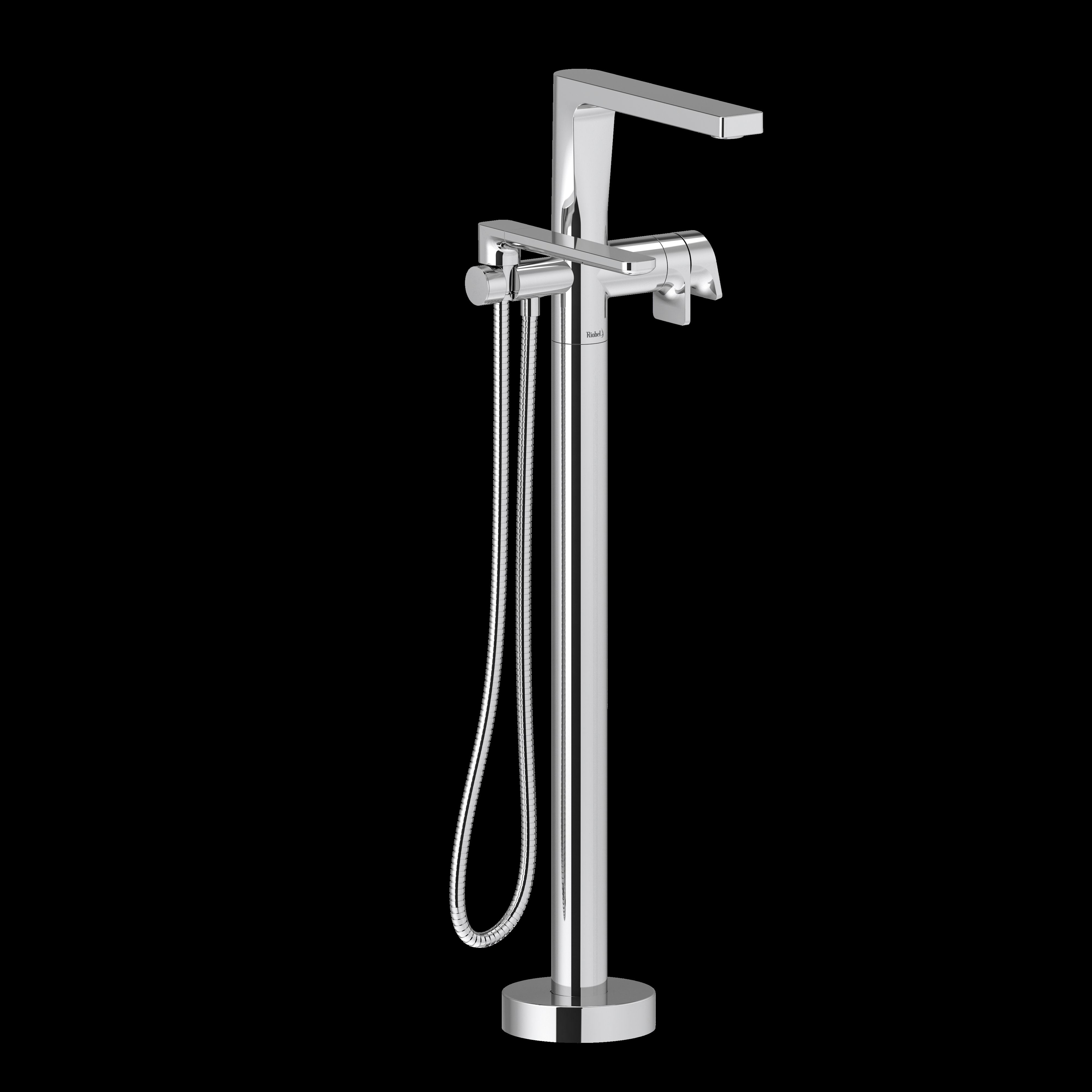 Riobel TOD39C- 2-way Type T (thermostatic) coaxial floor-mount tub filler with hand shower trim