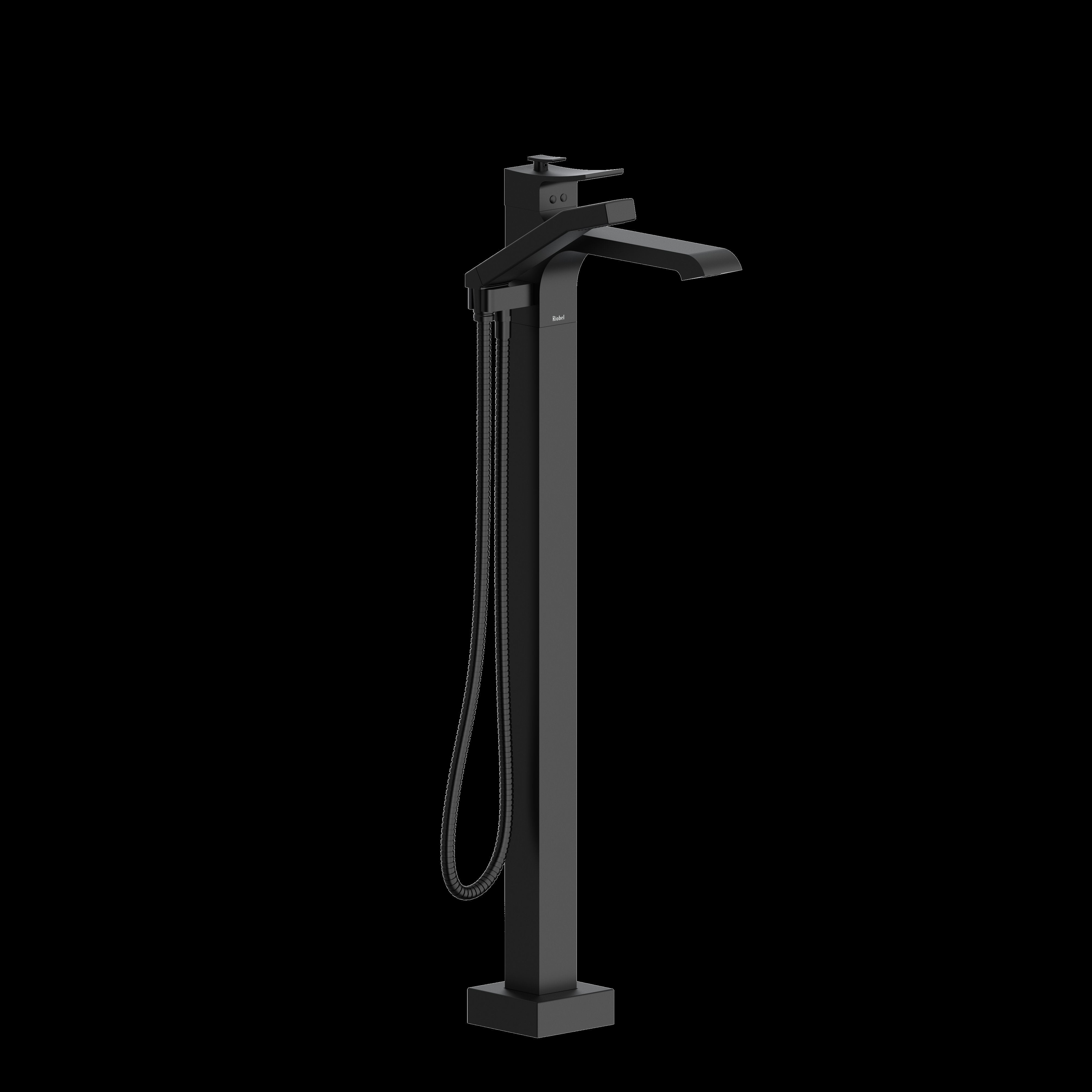 Riobel TZO39BK- 2-way Type T (thermostatic) coaxial floor-mount tub filler with hand shower trim