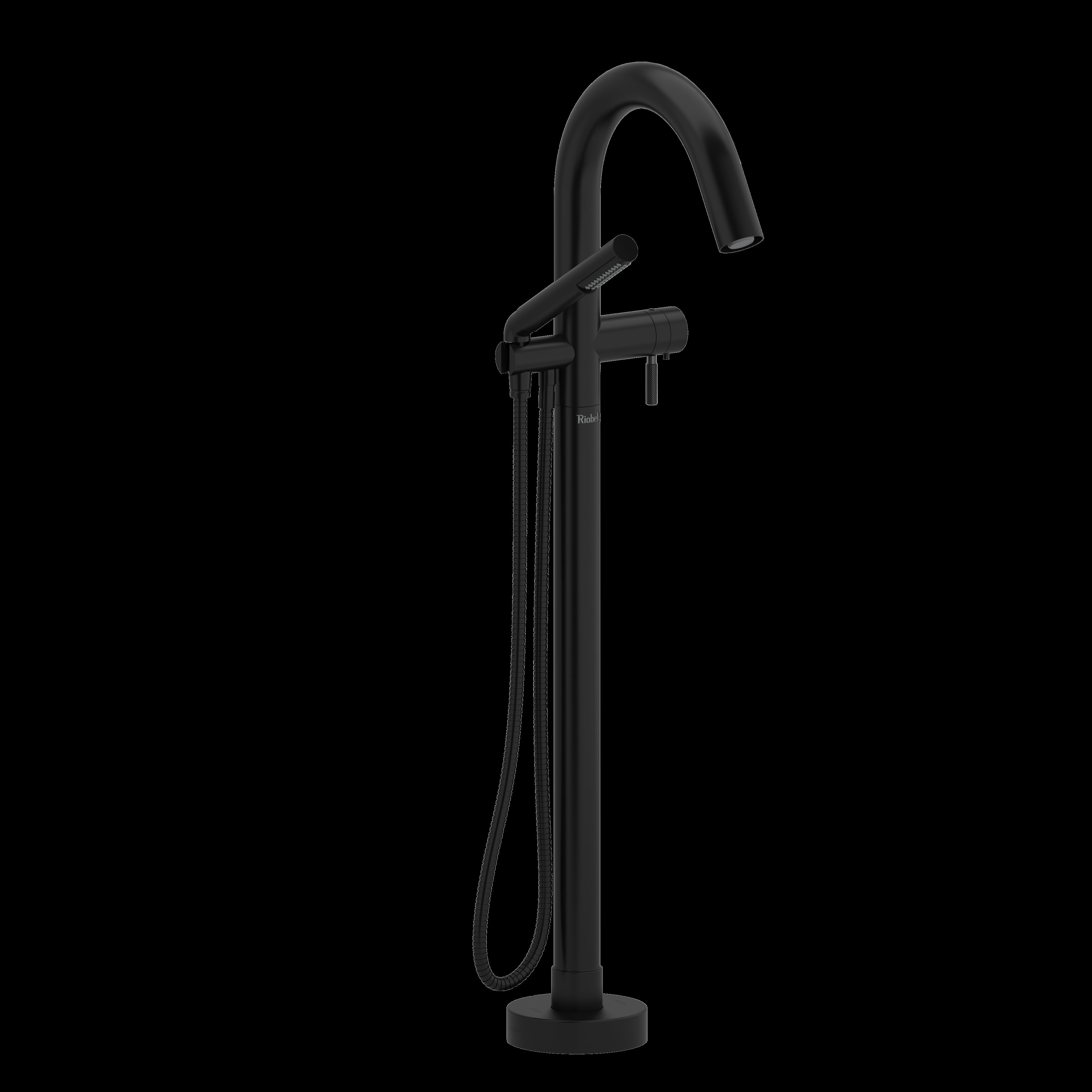 Riobel TRU39KNBK- 2-way Type T (thermostatic) coaxial floor-mount tub filler with hand shower trim