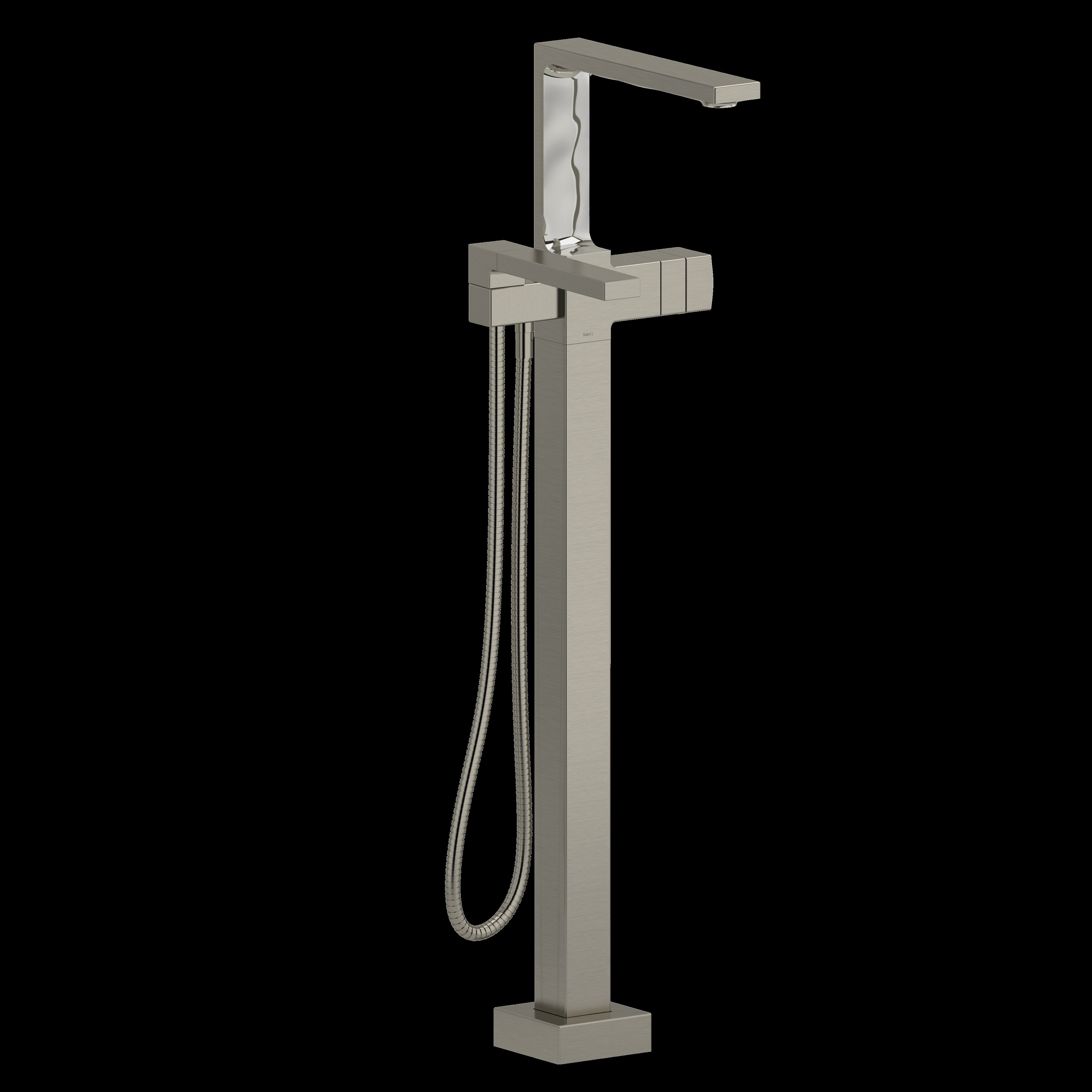 Riobel TRF39BN- 2-way Type T (thermostatic) coaxial floor-mount tub filler with hand shower trim