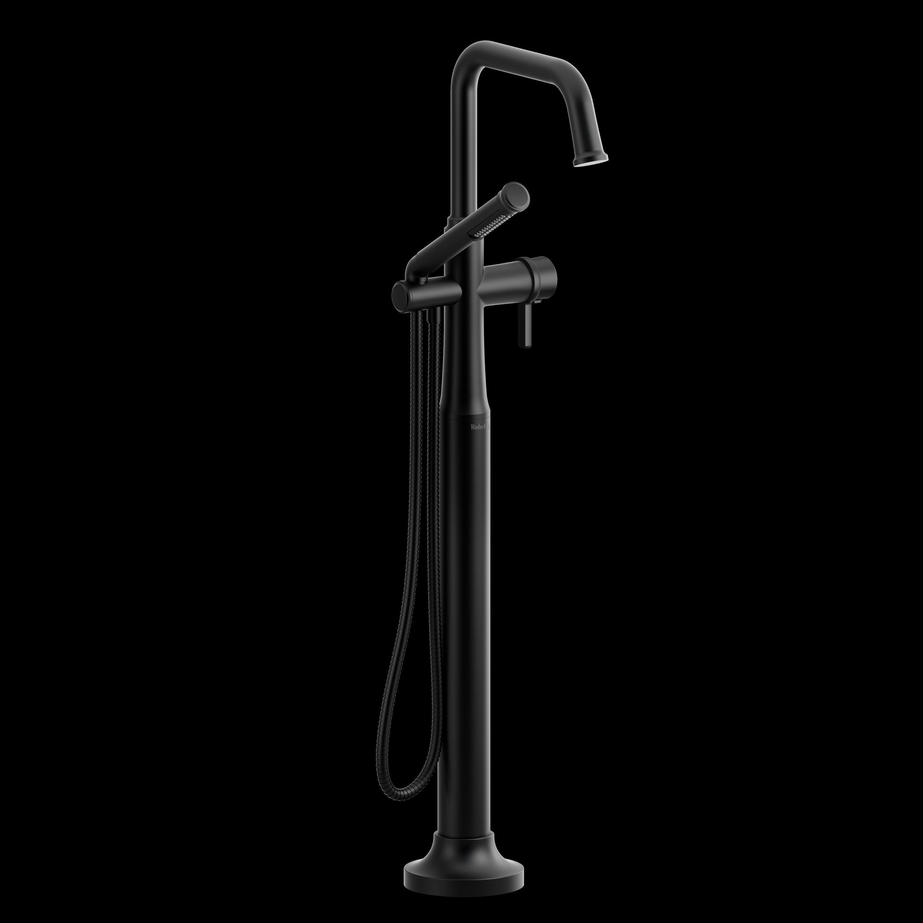 Riobel TMMSQ39JBK- 2-way Type T (thermostatic) coaxial floor-mount tub filler with hand shower trim